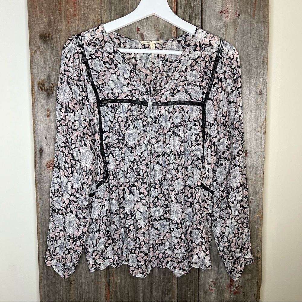 Rebecca Taylor Lindsay Boho Silk Floral Sheer Peasant Blouse Size 2 - Picture 4 of 16